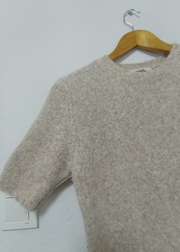 Bej Kadın Kısa Kollu Yün Elbise - Görsel 3