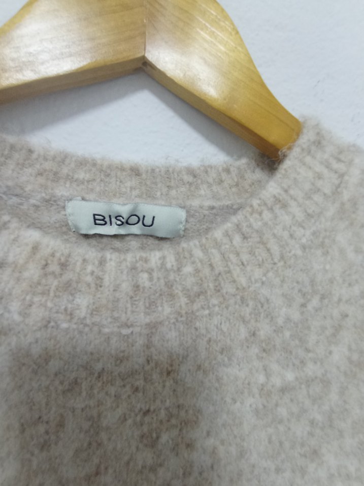 Bej Kadın Kısa Kollu Yün  Elbise - Görsel 4