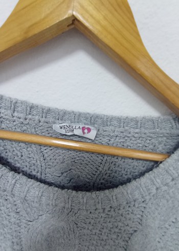 Gri Örgü Kadın Triko Kazak - Görsel 5