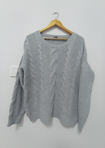 Gri Örgü Kadın Triko Kazak - Görsel 2