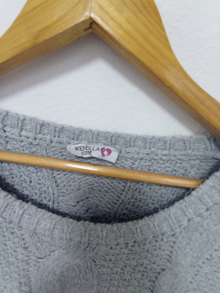 Gri Örgü Kadın Triko Kazak - Görsel 5