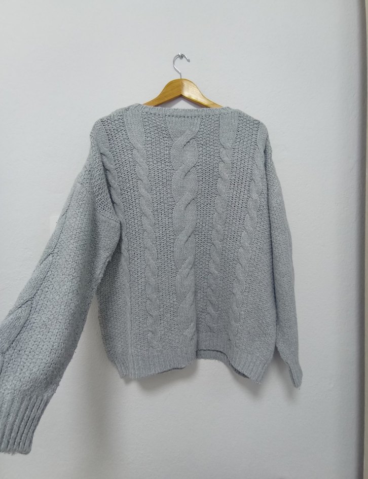 Gri Örgü Kadın Triko Kazak - Görsel 3