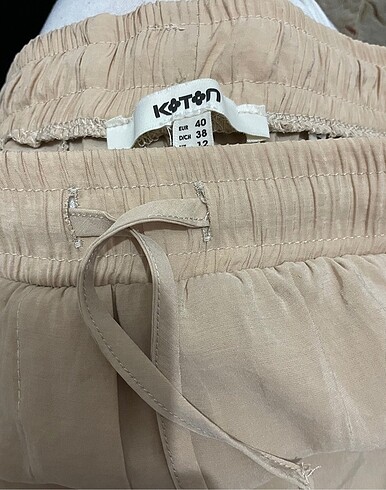 l Beden camel Renk Koton geniş paça pantolon