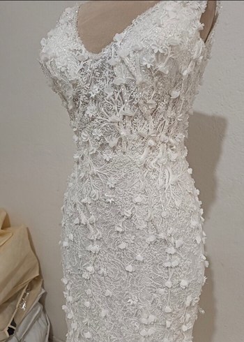 V Yaka balık Modern Klasik Gelinlik - Görsel 3