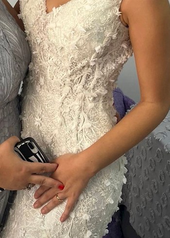 V Yaka balık Modern Klasik Gelinlik - Görsel 7