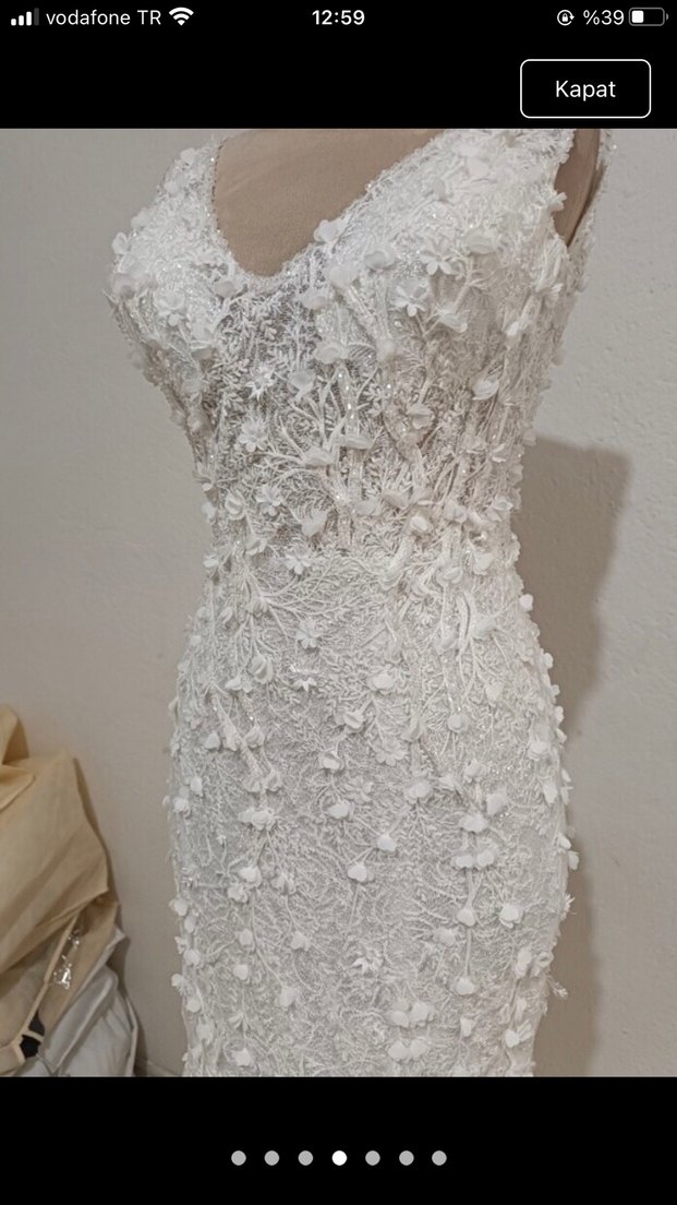 V Yaka balık Modern Klasik Gelinlik - Görsel 3