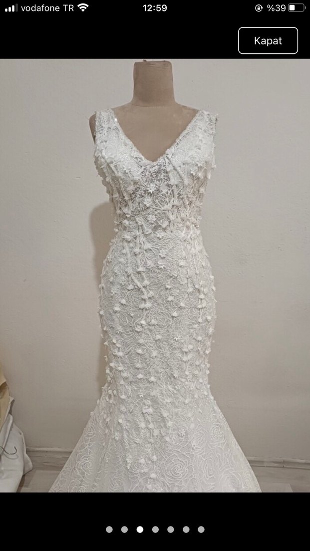 V Yaka balık Modern Klasik Gelinlik - Görsel 2