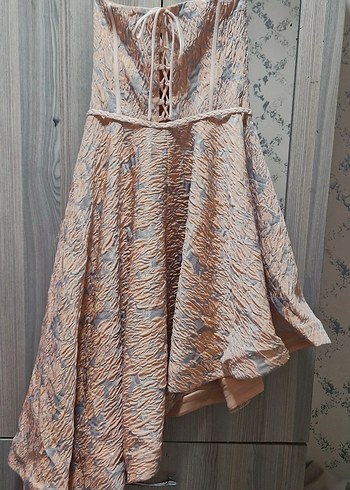 Zara Straplez İşlemeli Bohem Büstiyerli Somon Rengi Abiye