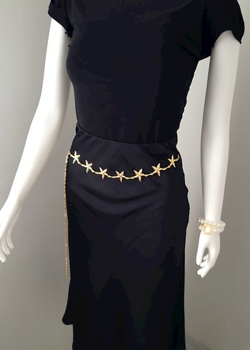 Zincir Detaylı Parlak Altın Kadın Kemer - Görsel 7