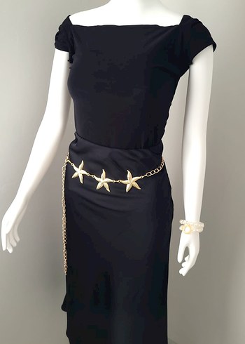 Zincir Detaylı Parlak Altın Kadın Kemer - Görsel 9