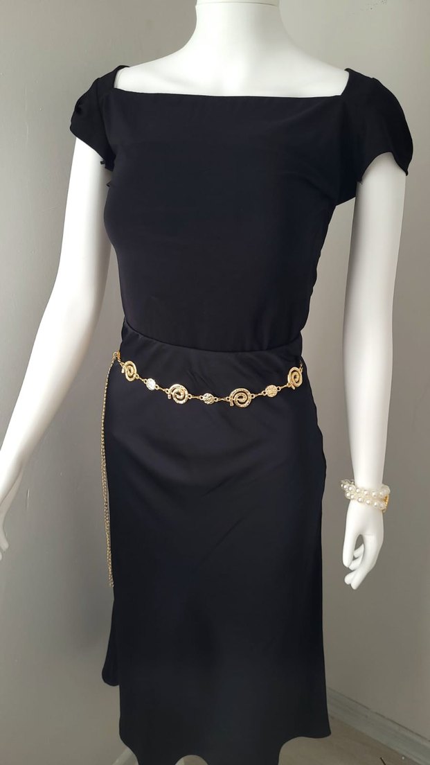 Zincir Detaylı Parlak Altın Kadın Kemer - Görsel 5