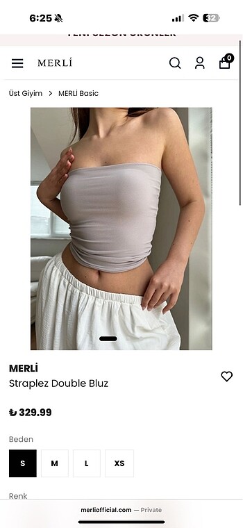 merli straplez double bluz gri