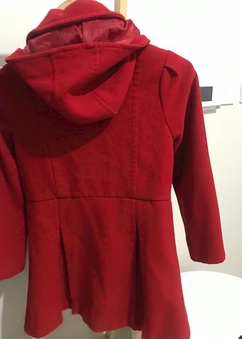 Zara Kız Çocuk Koyu Kırmızı Düğmeli Kaban