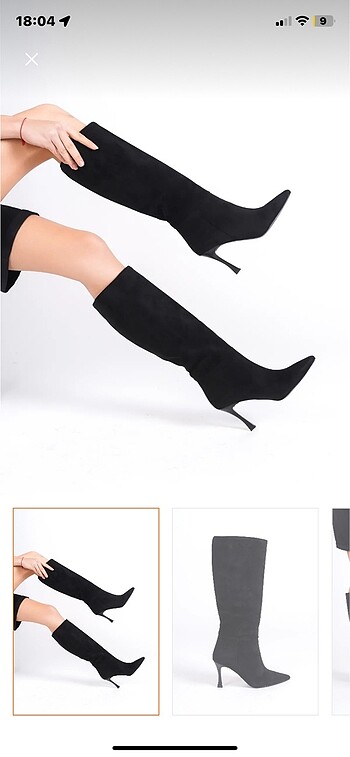 Siyah topuklu çizme - Görsel 2