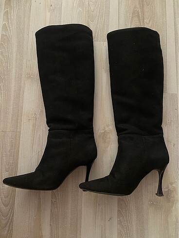 Siyah topuklu çizme - Görsel 4