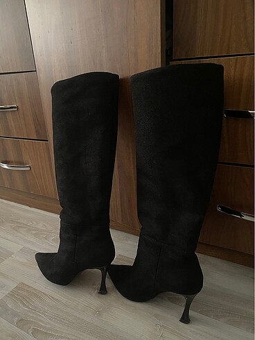 Siyah topuklu çizme - Görsel 6