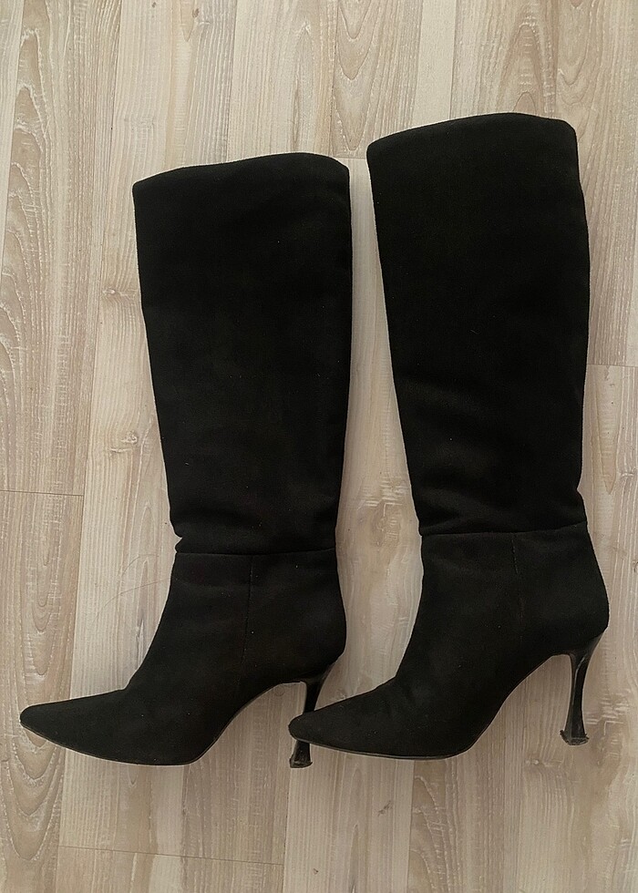 Siyah topuklu çizme - Görsel 5