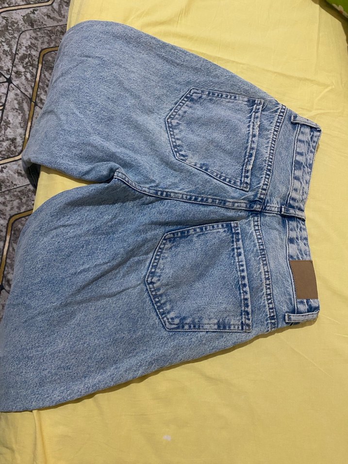 Kadın Mavi Bol Kesim Kot Pantolon - Görsel 4