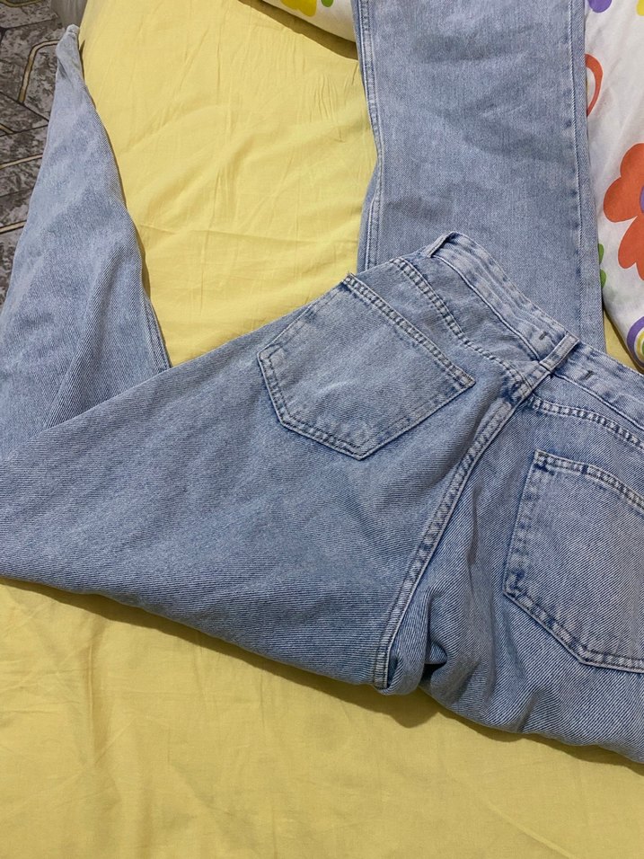 Kadın Mavi Bol Kesim Kot Pantolon - Görsel 5