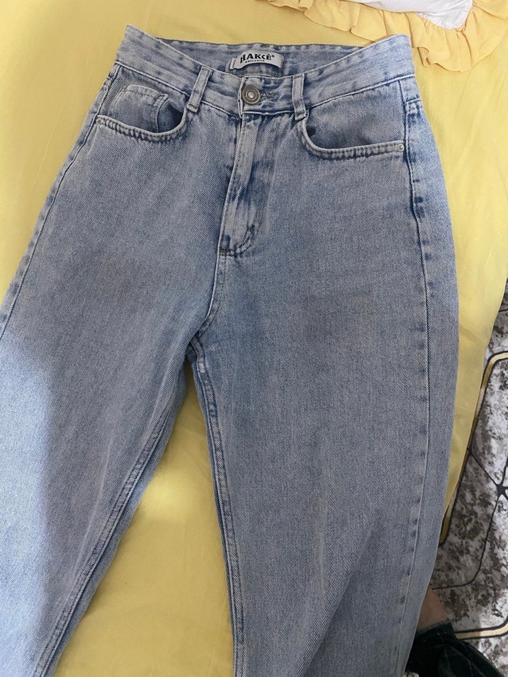 Kadın Mavi Bol Kesim Kot Pantolon - Görsel 4