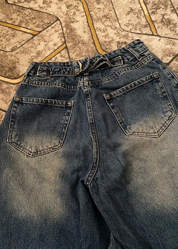 Kadın Mavi Bol Kesim Denim Kot Pantolon - Görsel 2