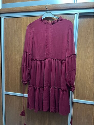 bordo mini elbise