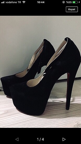 Siyah süet platform topuklu ayakkabı