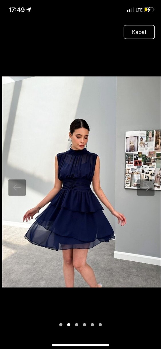 Klasik Şıklık Lacivert Mini Elbise - Görsel 2