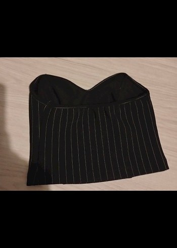 Siyah Çizgili Straplez Mini Bustiyer