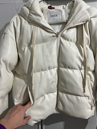 Deri beyaz mont - Görsel 2