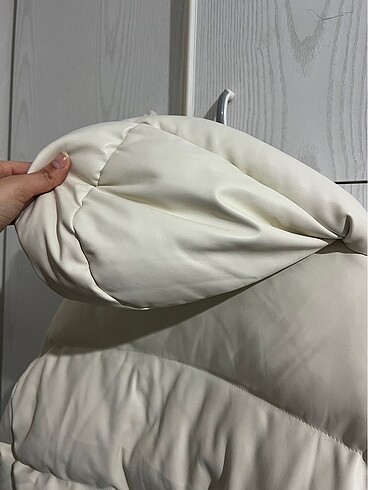 Deri beyaz mont - Görsel 4