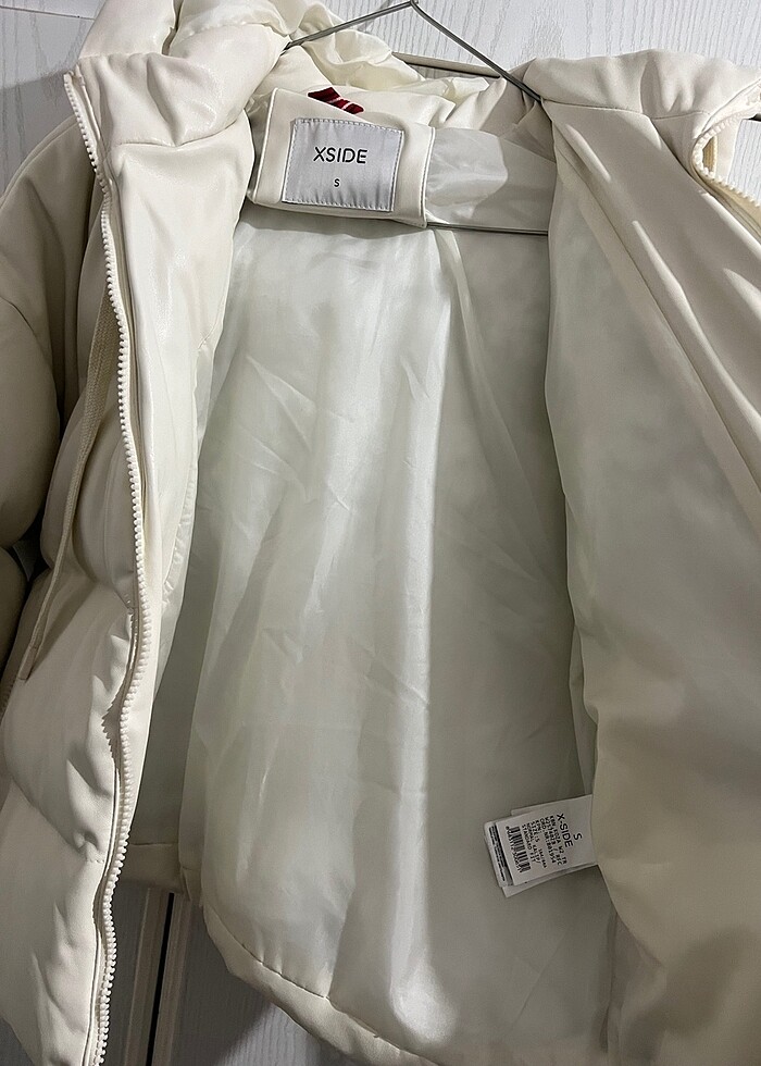 Deri beyaz mont - Görsel 5