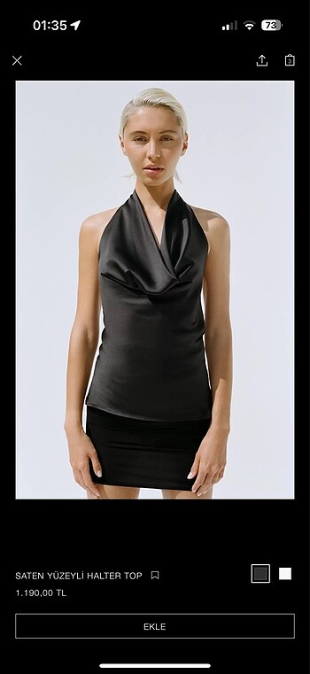 siyah zara halter yaka top s m l beden mevcuttur