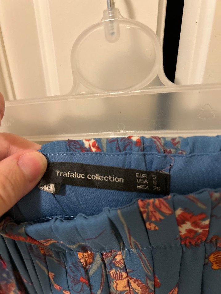 Zara Mavi Çiçek Desenli Uzun Pilili Etek - Görsel 3