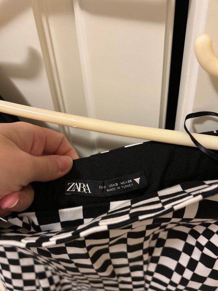Zara Kadın Siyah Beyaz Kareli Midi Elbise - Görsel 3
