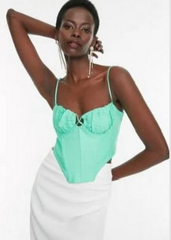 Turkuaz Keten Mini Büstiyer - Görsel 2