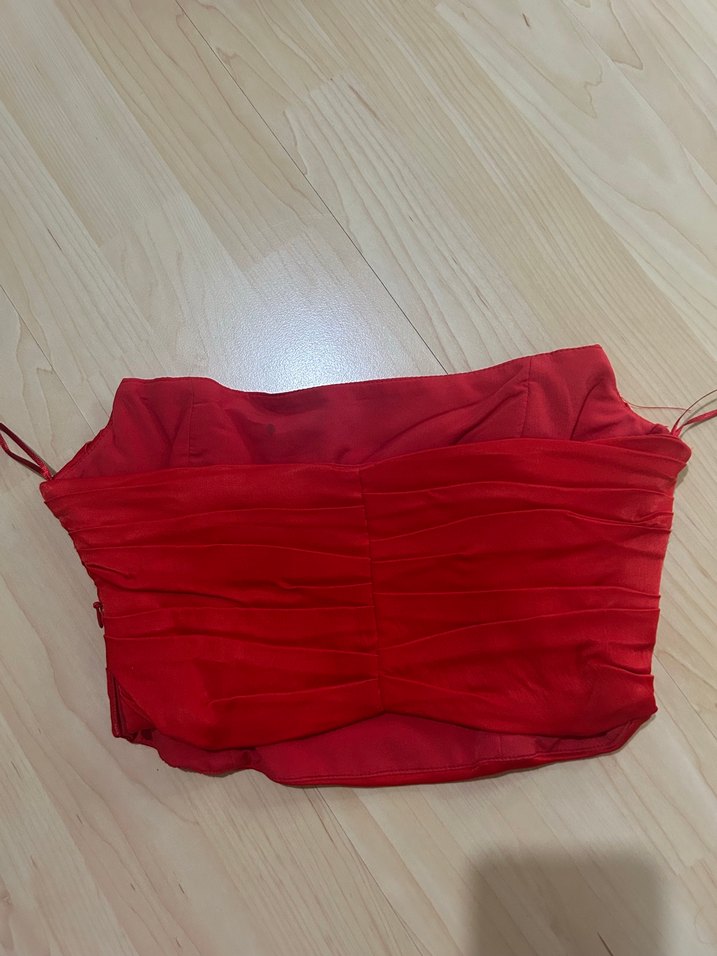 Zara Kırmızı Drapeli Mini Kadın Büstiyer - Görsel 2