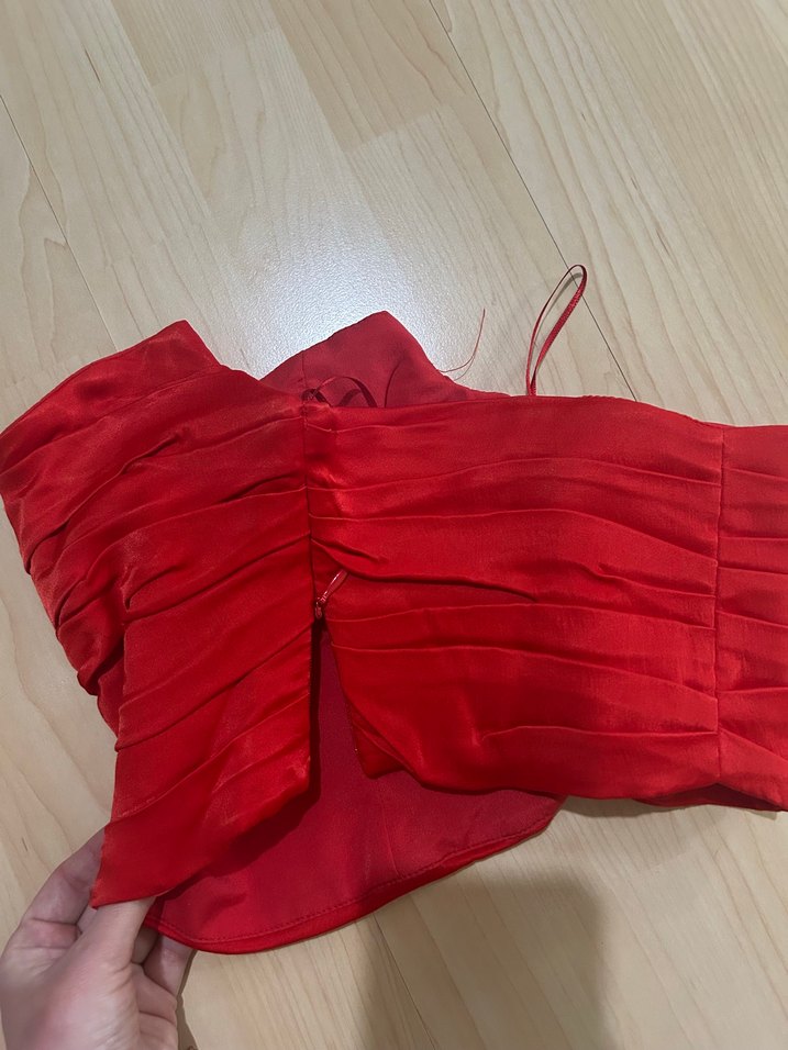 Zara Kırmızı Drapeli Mini Kadın Büstiyer - Görsel 3