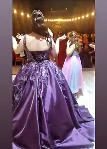 40 Beden mor Renk Kına Elbisesi nişanlık