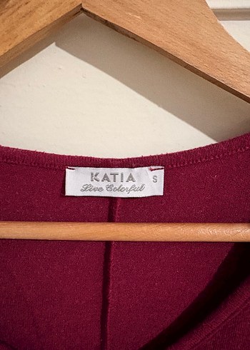 Bordo V Yaka Uzun Kollu Triko Elbise - Görsel 2