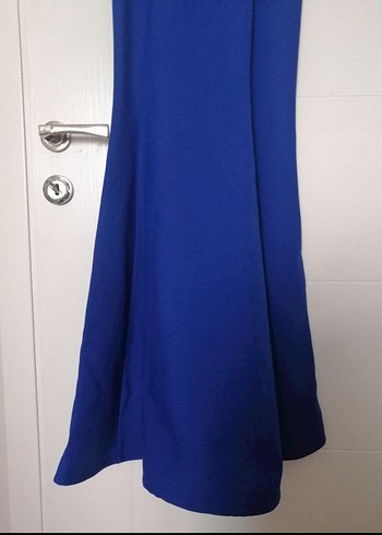 Lacivert Taş Detaylı Uzun Abiye Elbise - Görsel 7