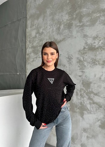 diğer Beden Guess siyah ful taşlı Kadın Sweatshirt