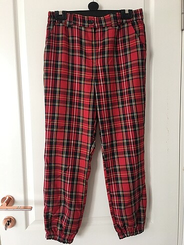 38 Beden bordo Renk KOTON Ekose Pantolon