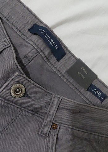 Gri Regular Fit Düğmeli Erkek Kot Pantolon