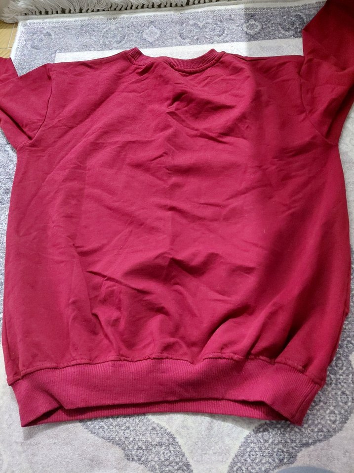 Erkek Bordo Oversize Sweatshirt - Görsel 2