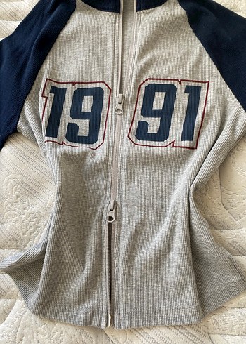 Defacto Gri Baskılı Fermuarlı Kadın Denim Ceket