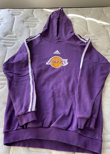 Mor Orjinal Adidas Lakers Kapüşonlu Sweatshirt