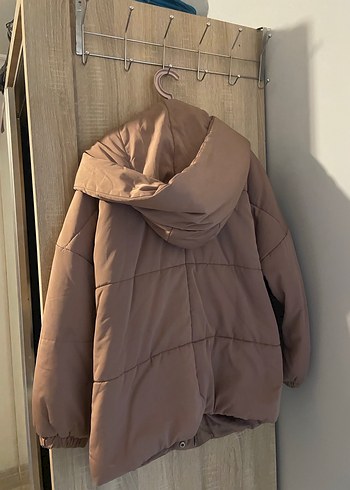 36 Beden pembe Renk Kuru pembe Midi Kadın Ceket, Rahat Kesim kaban
