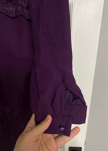 Uzun Mor elbise - Görsel 4