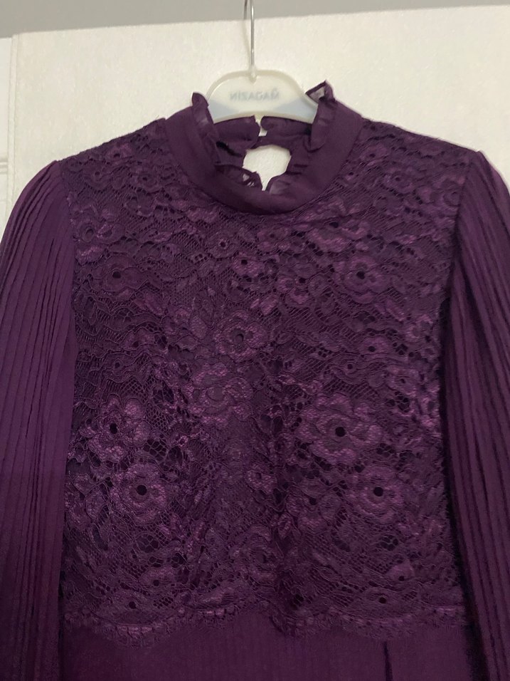 Uzun Mor elbise - Görsel 3